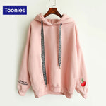 Hoodie with Hood Kawaii Cashmere Women Hoodies Cute Pattern Embroidered Letter Drawstring Harajuku Street Thick Sweet Pullovers