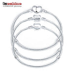 LZESHINE 2016 Hot Silver Love Snake Chain Fit Pan Charm Bracelets & Bangles Jewelry Gift For Men Women 17-21cm br1