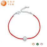 FYM 9 Colors Red Rope Bracelet Round 6mm Cubic Zircon Charm Friendship Bracelets & Bangles for Women Wedding Party Jewelry Gift