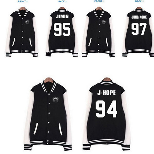 BTS Bangtan Boys baseball uniform Jungkook jhope jin jimin v suga long sleeve jacket high quality hoody Sweatshirt