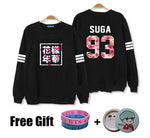 Kpop bts hoodies for men women bangtan boys album floral letter printed fans supportive o neck sweatshirt plus size tracksuits