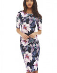 Women Dress Vestidos Free Shipping Designer Elegant Floral Print Work Business Casual Party Pencil Sheath Esp004