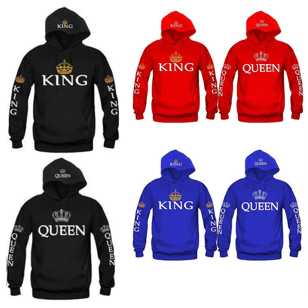 Women Men Hoodies King Queen printed Sweatshirt lovers couples hoodie hooded sweatshirt casual Pullovers tracksuits KH930042