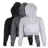 2017 Autumn Womens Solid Crop Hoodie Long Sleeve Jumper Hooded Pullover Coat Casual Sweatshirt Top Sudaderas Mujer