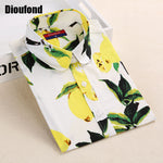 Dioufond Summer Floral Blouse Shirt Women Long Sleeve Tops Cotton Shirts White Navy Blouses Small Flower Blusas Femininas 2016