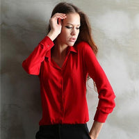 Women Shirt Loose Turn-down Collar Long Sleeve Chiffon Ladies Blouse Work Wear Formal Top Blusa Femininas Plus Size Autumn