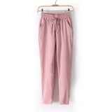 Hot Sale Casual Women Chiffon Pants Elastic Waist Solid Color Office OL Pants Summer Slim Lady Pants  AB17