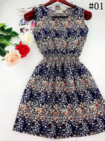 2017 summer autumn new Korean Women casual Bohemian floral leopard sleeveless vest printed beach chiffon dress vestidos WC0344