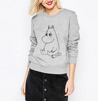 Kawaii MOOMIN Cartoon Printed sweatshirt Women fleece hoodies Funny Casual female pullover 2017 harajuku hip-hop brand tracksuit