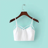 New Sexy Women Cut Out White Bra Bustier Crop Top Bralette Strappy Crochet Cropped Blusas Bandage Halter Tank Tops Camisole