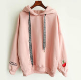 Hoodie with Hood Kawaii Cashmere Women Hoodies Cute Pattern Embroidered Letter Drawstring Harajuku Street Thick Sweet Pullovers