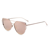 Hot Sale Mirror Flat Lense Women Cat Eye Sunglasses Classic Brand Designer Twin-Beams Rose Gold Frame Sun Glasses for Women M195
