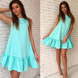 Vestidos Sexy Ruffles Women Dress Summer Sleeveless Casual A Line Bodycon Dresses Party Cocktail Short Mini Tube Beach Dress