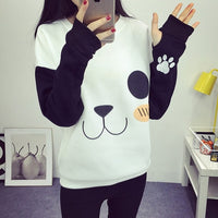 New College Wind Women Hoodies Fashion Cartoon Panda Sweatshirts Casual Printed Mixed Color Harajuku Tracksuits Female Sudaderas