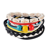 1Set (3-4PCs) Leather Bracelet Men Multilayer bead Bracelet Punk Wrap Bracelets for Women Vintage punk Casual Men Jewelry