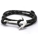 Fashion Jewelry Multilayer Risers Silver Alloy Anchor Bracelet Men Leather Bracelet for Women&Men friendship bracelets