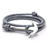 Fashion Jewelry Multilayer Risers Silver Alloy Anchor Bracelet Men Leather Bracelet for Women&Men friendship bracelets