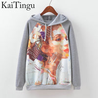 KaiTingu Brand Fashion Autumn Winter Long Sleeve Women Sweatshirt Harajuku Owl Print Hoodies Hooded Tracksuit Jumper Pullover