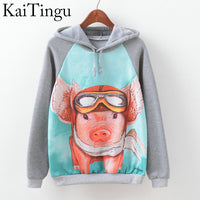 KaiTingu Brand Fashion Autumn Winter Long Sleeve Women Sweatshirt Harajuku Owl Print Hoodies Hooded Tracksuit Jumper Pullover