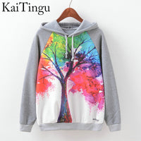 KaiTingu Brand Fashion Autumn Winter Long Sleeve Women Sweatshirt Harajuku Owl Print Hoodies Hooded Tracksuit Jumper Pullover