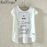 KaiTingu Fashion Summer Kawaii Cute T Shirt Harajuku High Low Style Cat Print T-shirt Short Sleeve T Shirt Women Tops M XL Size