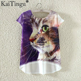 KaiTingu Fashion Summer Kawaii Cute T Shirt Harajuku High Low Style Cat Print T-shirt Short Sleeve T Shirt Women Tops M XL Size