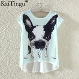 KaiTingu Fashion Summer Kawaii Cute T Shirt Harajuku High Low Style Cat Print T-shirt Short Sleeve T Shirt Women Tops M XL Size