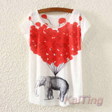 KaiTingu 2017 New Fashion Vintage Spring Summer T Shirt Women Clothing Tops Animal Owl Print T-shirt Printed White Woman Clothes