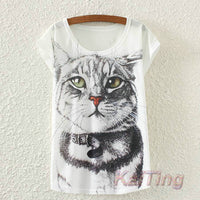 KaiTingu 2017 New Fashion Vintage Spring Summer T Shirt Women Clothing Tops Animal Owl Print T-shirt Printed White Woman Clothes