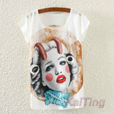 KaiTingu 2017 New Fashion Vintage Spring Summer T Shirt Women Clothing Tops Animal Owl Print T-shirt Printed White Woman Clothes