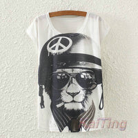 KaiTingu 2017 New Fashion Vintage Spring Summer T Shirt Women Clothing Tops Animal Owl Print T-shirt Printed White Woman Clothes