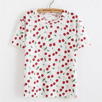 2016 Spring Women Watermelon Printed T Shirts Loose Short Sleeve T-shirt Harajuku Style Fruit Printed Tshirt Girl Casual Tops