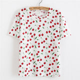 2016 Spring Women Watermelon Printed T Shirts Loose Short Sleeve T-shirt Harajuku Style Fruit Printed Tshirt Girl Casual Tops