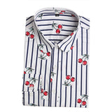 Dioufond New Floral Long Sleeve Vintage Blouse Cherry Turn Down Collar Shirt Blusas Feminino Ladies Blouses Womens  Tops Fashion