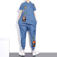 2016 Summer Paragraph Street Denim Jumpsuit Female Feet Wide Harem Pants Women Hipster Jumpsuit