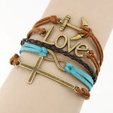 Charm Vintage Multilayer Charm Leather Bracelet Women Owl Cross Believe Bracelets Cheap Statement Jewelry Lady Best Friends Gift