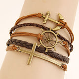 Charm Vintage Multilayer Charm Leather Bracelet Women Owl Cross Believe Bracelets Cheap Statement Jewelry Lady Best Friends Gift