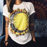 CDJLFH 2017 Summer Newest 10 Colors Women Print T Shirt Round Neck Short Sleeve White Shirt Tops