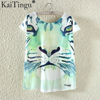 KaiTingu Novelty T Shirt Summer Harajuku Kawaii Cute Fish Animal Panda Print T-shirt Short Sleeve T Shirt Women Tops M L XL Size