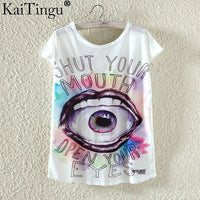 KaiTingu Novelty T Shirt Summer Harajuku Kawaii Cute Fish Animal Panda Print T-shirt Short Sleeve T Shirt Women Tops M L XL Size