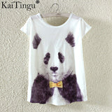 KaiTingu Novelty T Shirt Summer Harajuku Kawaii Cute Fish Animal Panda Print T-shirt Short Sleeve T Shirt Women Tops M L XL Size