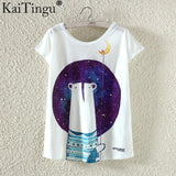 KaiTingu Novelty T Shirt Summer Harajuku Kawaii Cute Fish Animal Panda Print T-shirt Short Sleeve T Shirt Women Tops M L XL Size