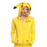 2017 Fashion Women Jacket Yellow Solid Pokemon Pikachu Printed Costume Tail Zip Totoro Hoodie Sweatshirt Sudaderas Mujer