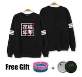 Kpop bts hoodies for men women bangtan boys album floral letter printed fans supportive o neck sweatshirt plus size tracksuits