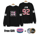 Kpop bts hoodies for men women bangtan boys album floral letter printed fans supportive o neck sweatshirt plus size tracksuits