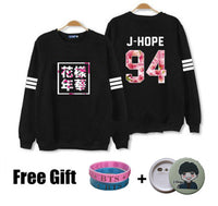 Kpop bts hoodies for men women bangtan boys album floral letter printed fans supportive o neck sweatshirt plus size tracksuits