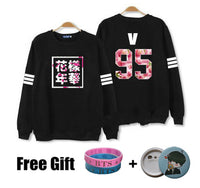 Kpop bts hoodies for men women bangtan boys album floral letter printed fans supportive o neck sweatshirt plus size tracksuits