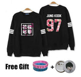 Kpop bts hoodies for men women bangtan boys album floral letter printed fans supportive o neck sweatshirt plus size tracksuits