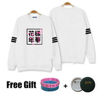 Kpop bts hoodies for men women bangtan boys album floral letter printed fans supportive o neck sweatshirt plus size tracksuits