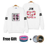 Kpop bts hoodies for men women bangtan boys album floral letter printed fans supportive o neck sweatshirt plus size tracksuits